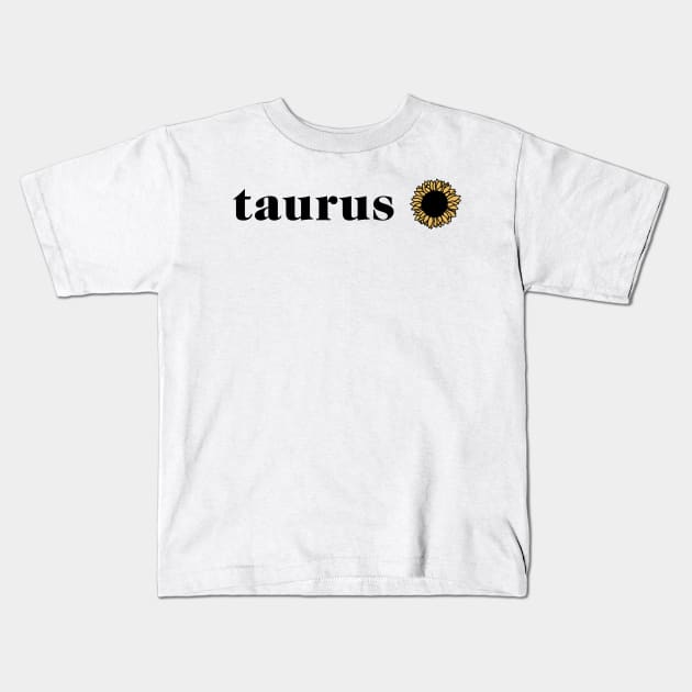 Taurus Sunflower Retro Zodiac Kids T-Shirt by aterkaderk